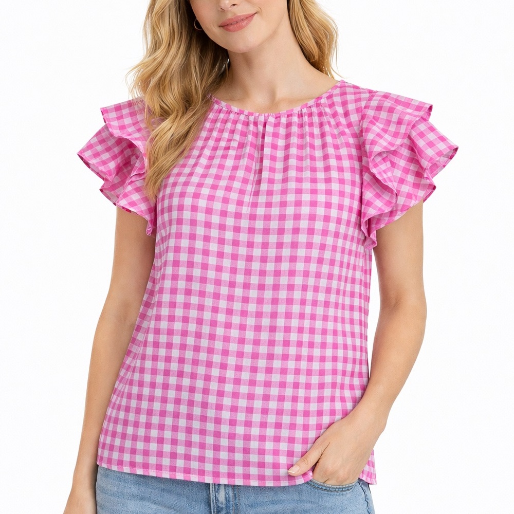J.Crew Pink Gingham Blouse - Size XS